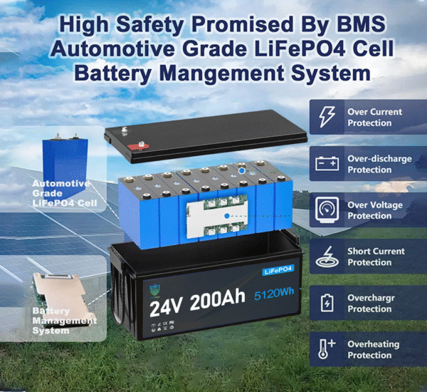 24v 200ah lifepo4 battery for solar